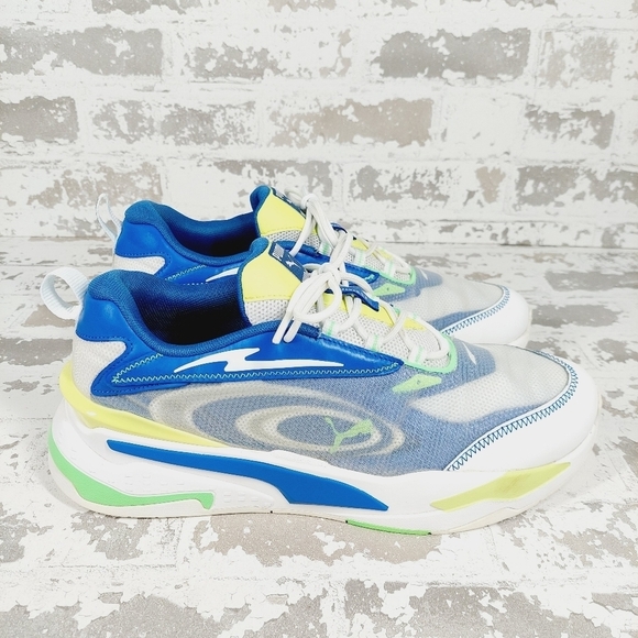 Puma RS Fast Paradise White Blue Lace Up Running Athletic Low Top Sneakers M826 - Picture 4 of 9